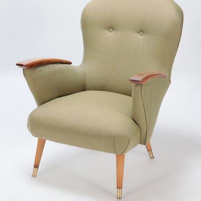 A Pair of restored Danish armchairs with rolled arms Circa 1950