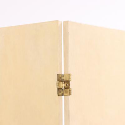 A Parchment Covered Three Panel Folding Screen Contemporary
