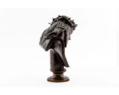 A Patinated Bronze Bust of Jesus Christ by Clesinger and Barbedienne 12 High