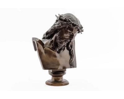 A Patinated Bronze Bust of Jesus Christ by Clesinger and Barbedienne 12 High