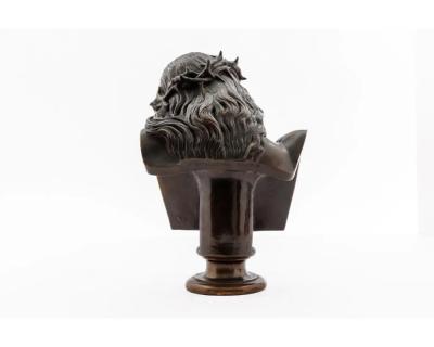 A Patinated Bronze Bust of Jesus Christ by Clesinger and Barbedienne 12 High