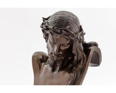 A Patinated Bronze Bust of Jesus Christ by Clesinger and Barbedienne 12 High