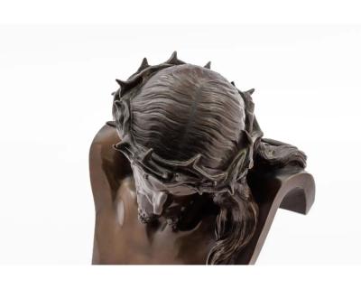 A Patinated Bronze Bust of Jesus Christ by Clesinger and Barbedienne 12 High