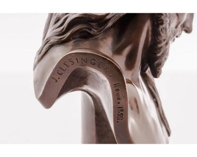 A Patinated Bronze Bust of Jesus Christ by Clesinger and Barbedienne 12 High