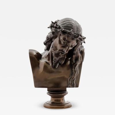A Patinated Bronze Bust of Jesus Christ by Clesinger and Barbedienne 12 High