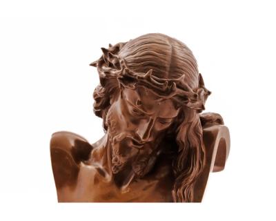 A Patinated Bronze Bust of Jesus Christ by Clesinger and Barbedienne 15 High