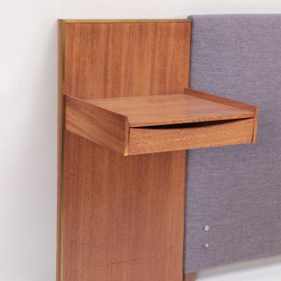 A Paul McCobb for Calvin Irwin upholstered king size teak headboard C 1950