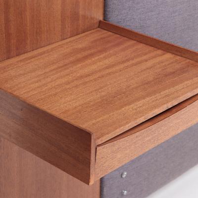 A Paul McCobb for Calvin Irwin upholstered king size teak headboard C 1950