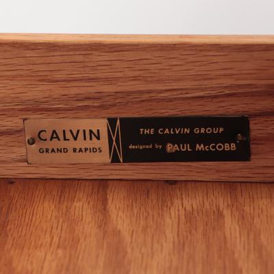 A Paul McCobb for Calvin Irwin upholstered king size teak headboard C 1950