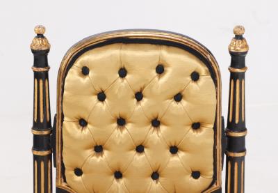A Petite French Napoleon III Style Ebonized and Gilt Boudoir Chair C 1880 