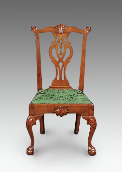 A Philadelphia walnut tassel back side chair