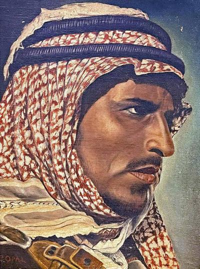A Portrait of a Bedouin with Keffiyeh 
