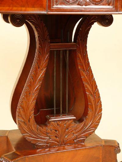 A RARE FEDERAL LYRE BASE CARD TABLE