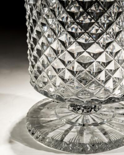 A RARE PEDESTAL FOOTED DIAMOND CUT DECANTER