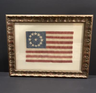 A RARE THIRTEEN STAR AMERICAN PARADE FLAG CIRCA 1875 1895 