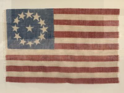 A RARE THIRTEEN STAR AMERICAN PARADE FLAG CIRCA 1875 1895 