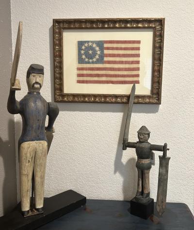 A RARE THIRTEEN STAR AMERICAN PARADE FLAG CIRCA 1875 1895 