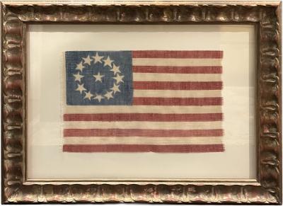 A RARE THIRTEEN STAR AMERICAN PARADE FLAG CIRCA 1875 1895 