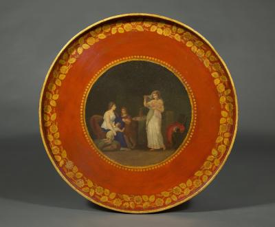 A RARE WALNUT AND BOXWOOD INLAID CIRCULAR CENTER TABLE