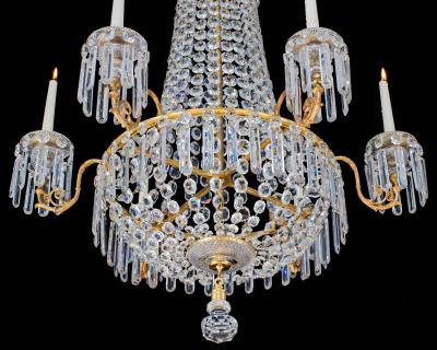 A REGENCY SIX LIGHT TENT AND BASKET CHANDELIER