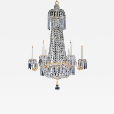 A REGENCY SIX LIGHT TENT AND BASKET CHANDELIER