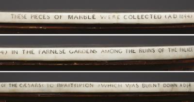 A REMARKABLE CENTER TABLE WITH INSCRIBED TOP MADE WITH A MOSAIC