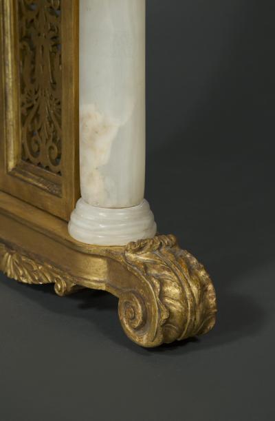 A REMARKABLE GILTWOOD FRETWORK WRITING OR CENTER TABLE