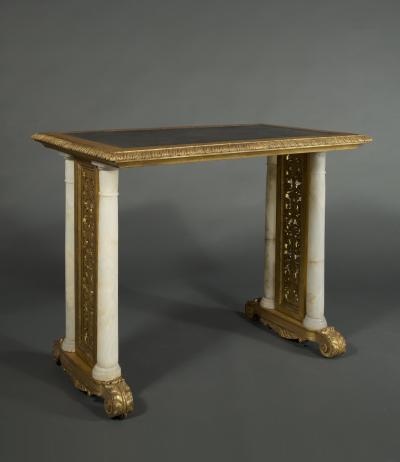 A REMARKABLE GILTWOOD FRETWORK WRITING OR CENTER TABLE