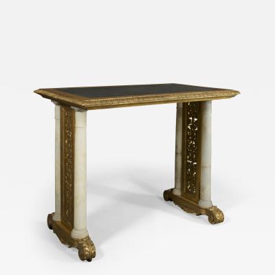 A REMARKABLE GILTWOOD FRETWORK WRITING OR CENTER TABLE