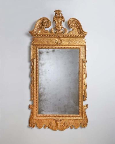 A Rare 18th Century George II Carved Cut Gesso and Giltwood Mirror Circa 1730