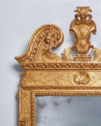 A Rare 18th Century George II Carved Cut Gesso and Giltwood Mirror Circa 1730