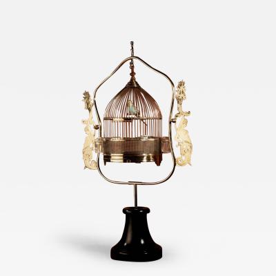 A Rare Brass Table Floor Standing Bird Cage Circa 1920