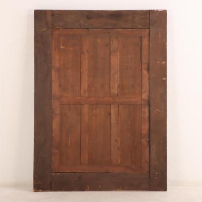 A Rare Large French Ebonized Wood and Brass Repousse Mirror 19th C 