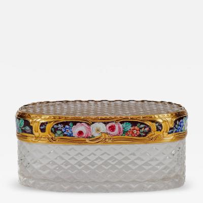A Rare Louis XVI Gold and Enamel Rock Crystal Snuff Box Rothschild Provenance