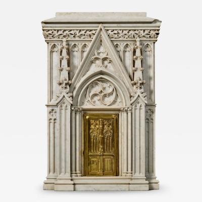 A Rare Monumental Italian Carved Carrara Marble Model of A Cathedral