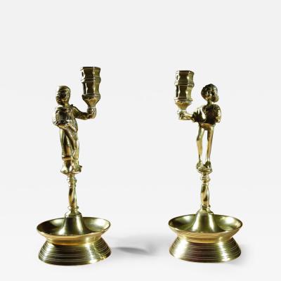 A Rare Pair And Very Decorative Brass Neo Gothic Candlesticks 