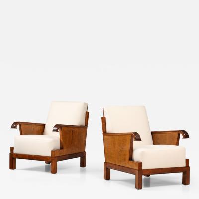 A Rare Pair Finnish Modernist Lounge Chairs Circa 1930s