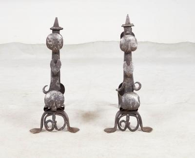 A Rare Pair of 16th Century Iberian Andirons