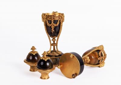 A Rare Pair of French Ormolu Mounted Blue John Vases Candlesticks C 1870