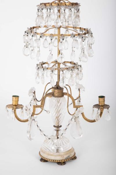 A Rare Pair of Swedish Rock Crystal Crystal Candelabra