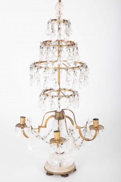 A Rare Pair of Swedish Rock Crystal Crystal Candelabra