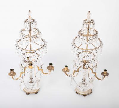 A Rare Pair of Swedish Rock Crystal Crystal Candelabra