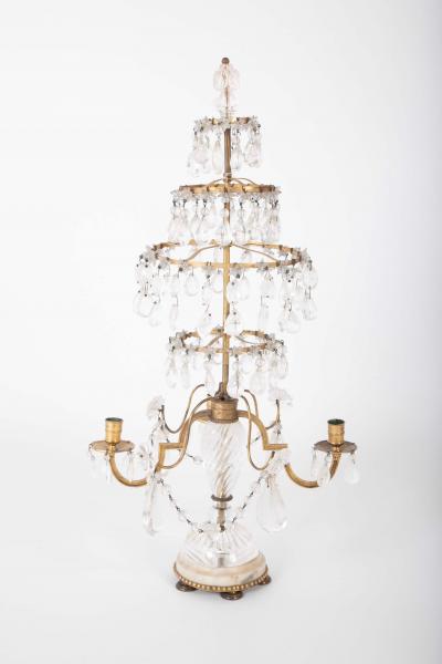 A Rare Pair of Swedish Rock Crystal Crystal Candelabra