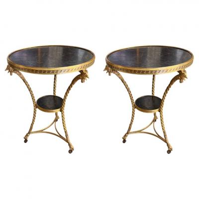 A Rare Pair of early 19th Century Neoclassical Gu ridons or Side Tables