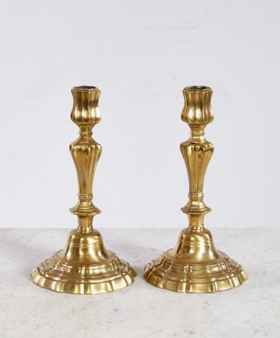 A Rare Set of Four Louis XIV Brass Candlesticks c 1690