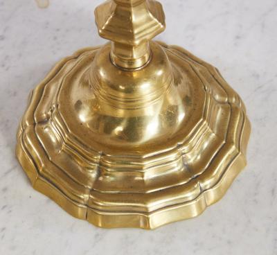 A Rare Set of Four Louis XIV Brass Candlesticks c 1690