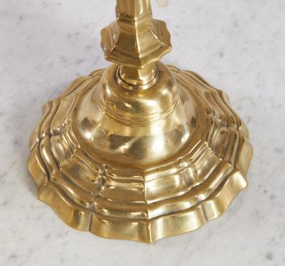 A Rare Set of Four Louis XIV Brass Candlesticks c 1690