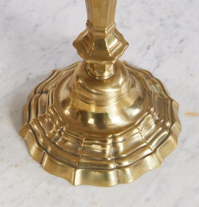 A Rare Set of Four Louis XIV Brass Candlesticks c 1690