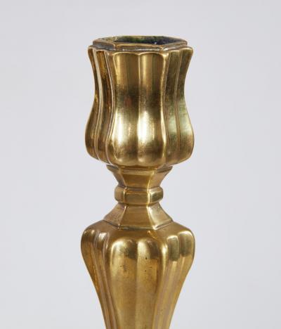A Rare Set of Four Louis XIV Brass Candlesticks c 1690