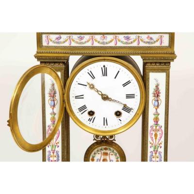 A Rare and Exquisite French Ormolu and Porcelain Clock attributed to Deniere